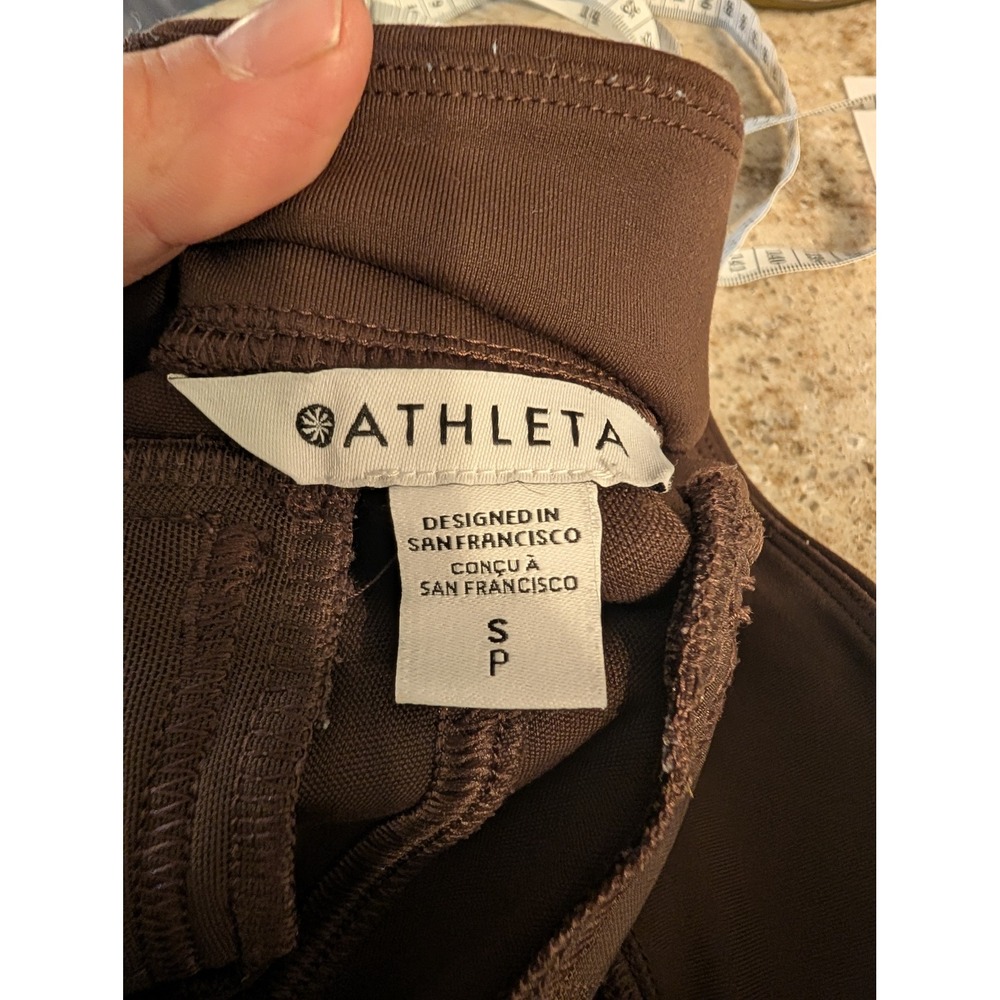 Athleta Stellar Tight High Rise Leggings Brown Zipper Ankle small athleisure - Picture 6 of 8